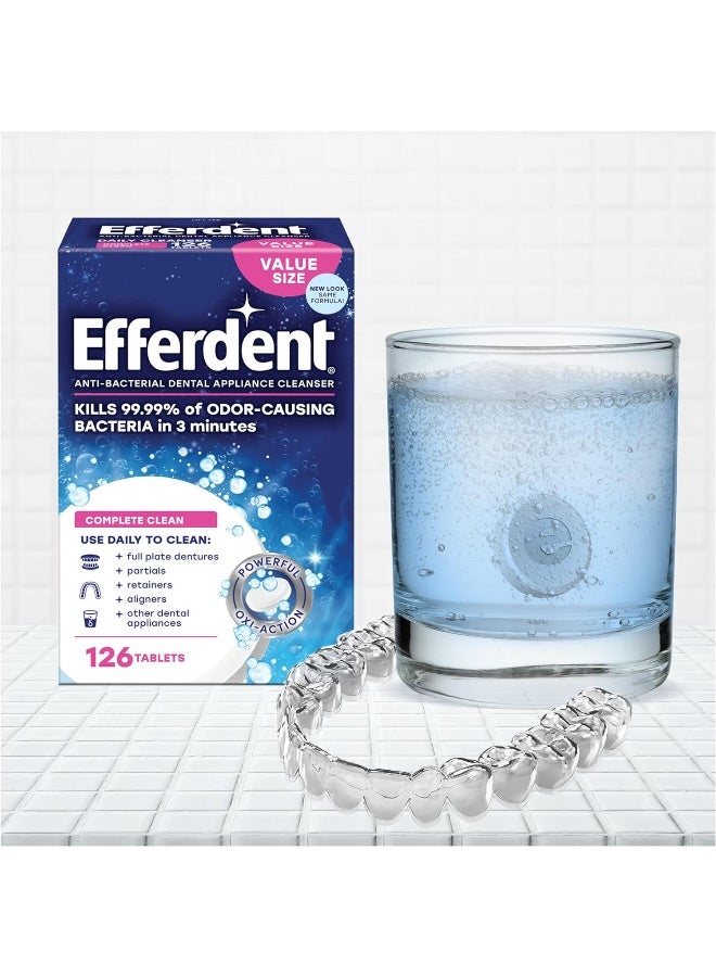 Efferdent Retainer Cleaning Tablets, Denture Cleanser Tablets for Dental Appliances, Complete Clean, 126 Tablets - Image 5